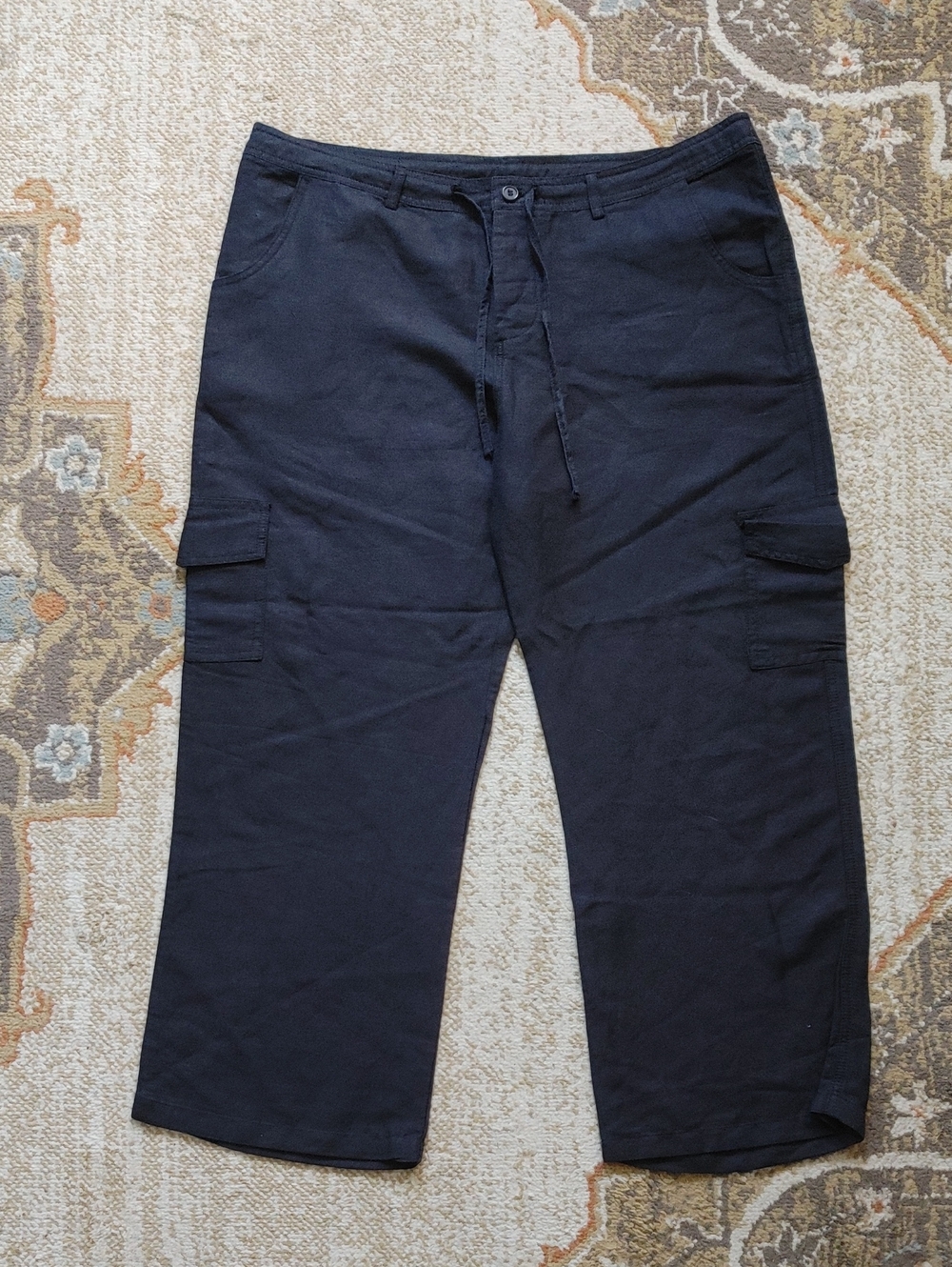 Rave Wide Leg Linen Cargo Capri XL
